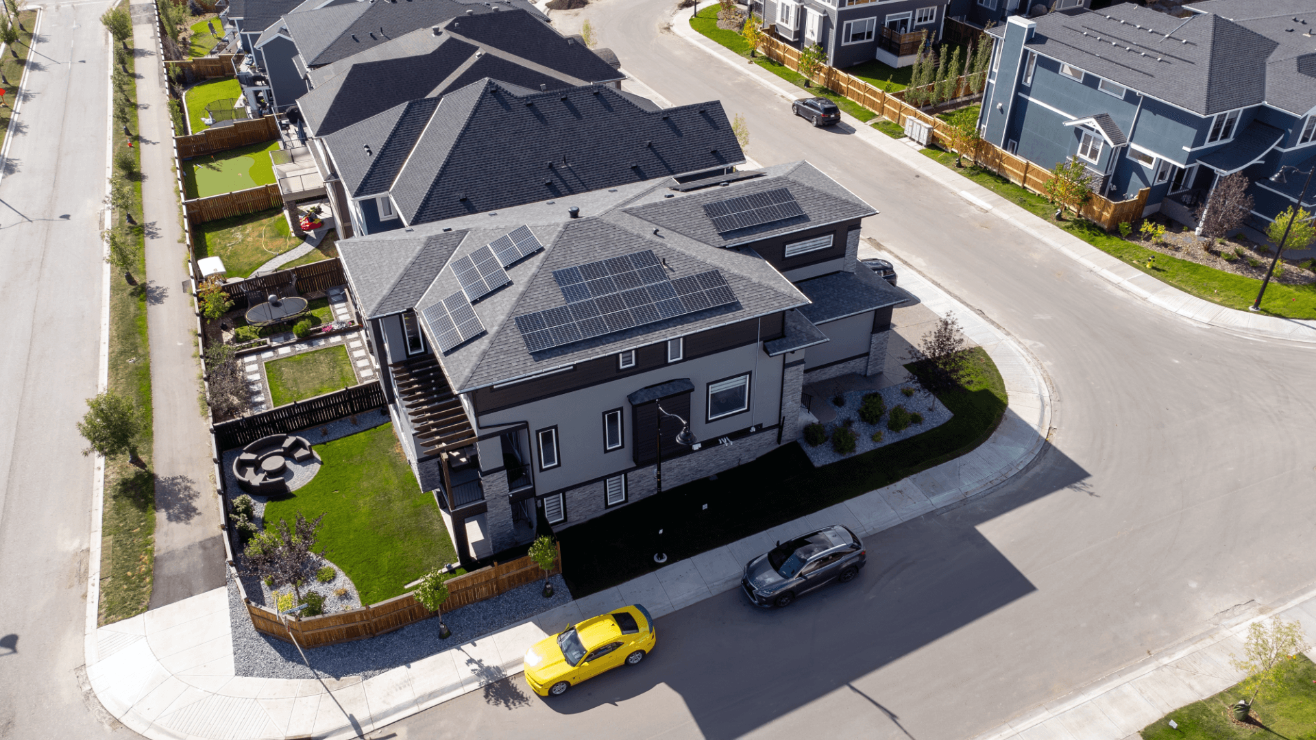 Bird's eye view of solar homes