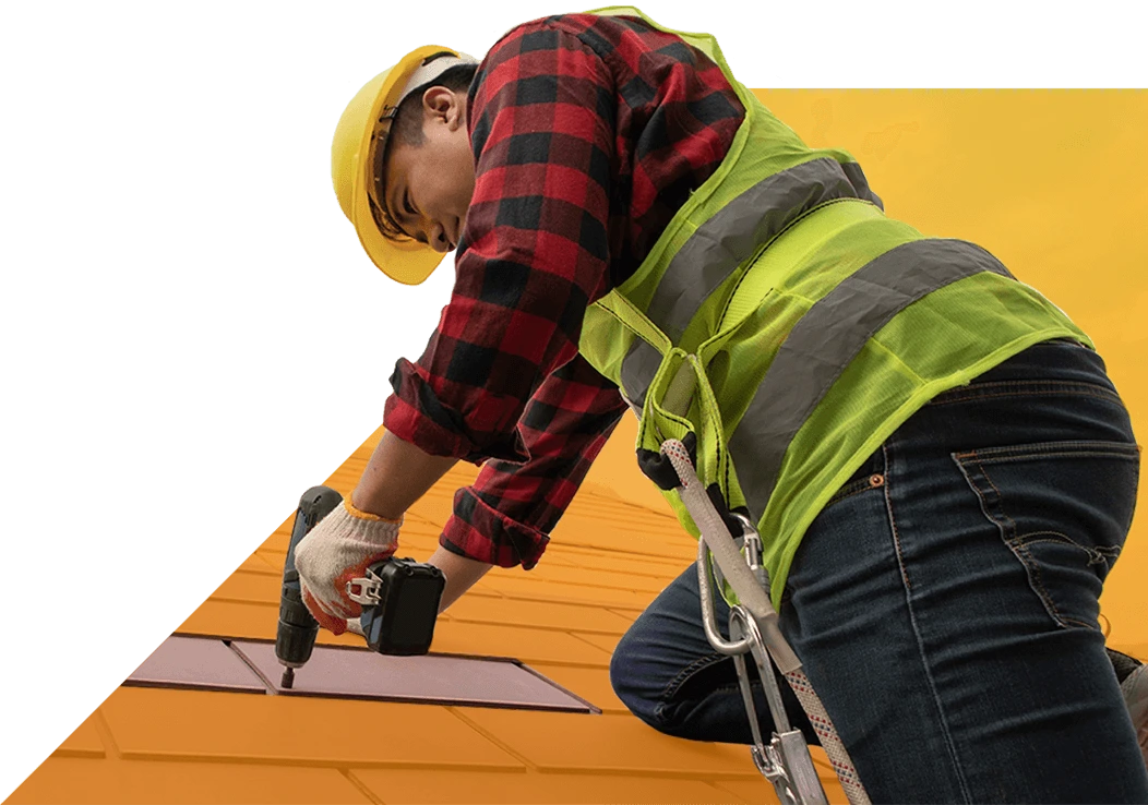 Expert installing new roof